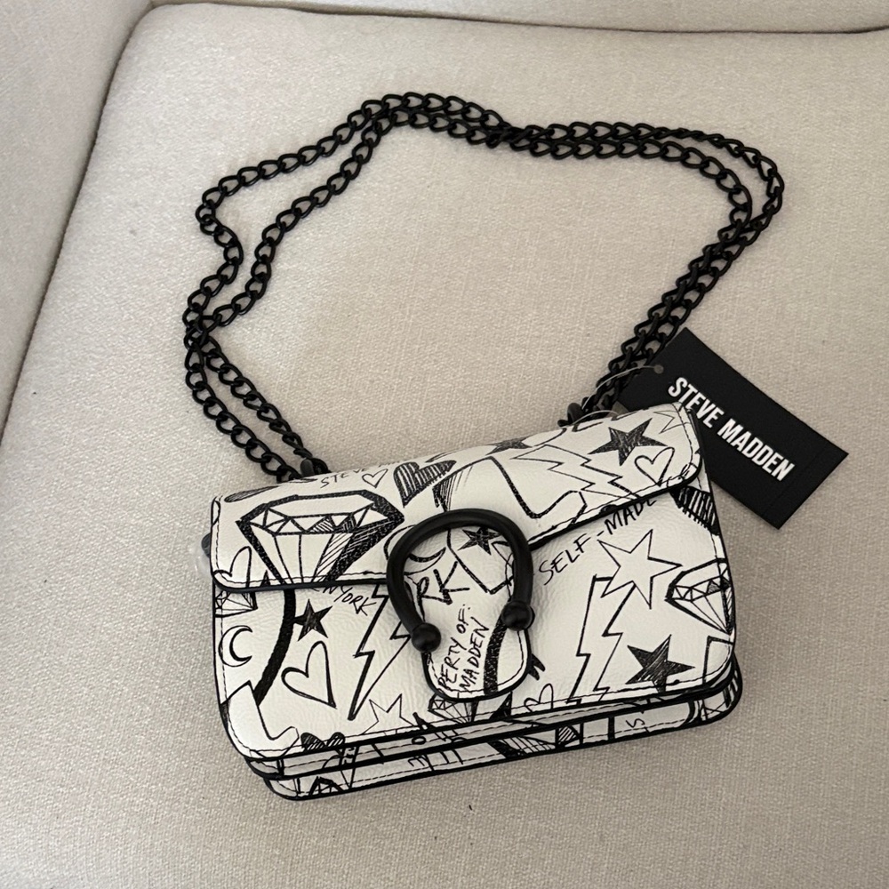 Steve Madden Monochrome Graphic Crossbody Bag